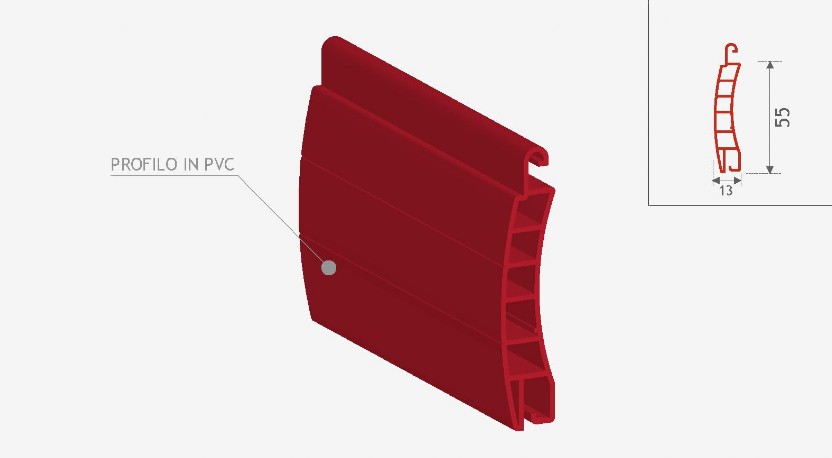 PVC 13x55 mm Profilo PVC 13x55 mm