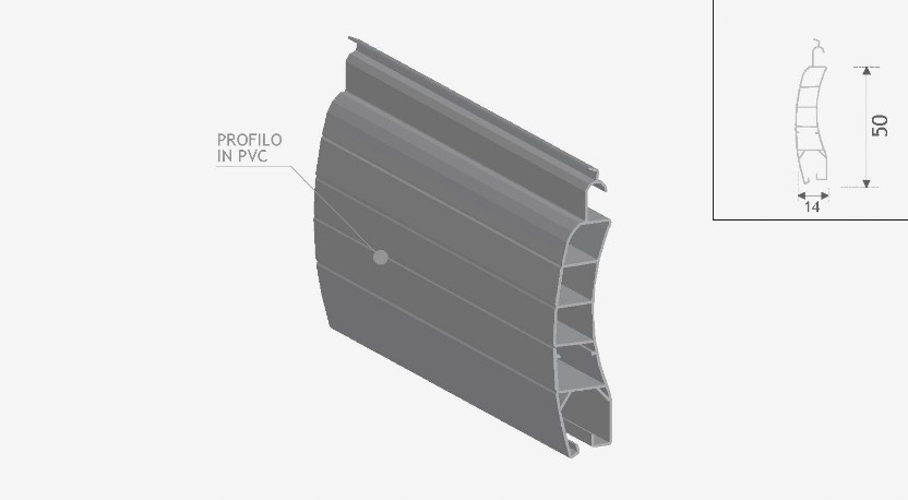 PVC kg. 4,8 a mq Tapparella in PVC kg a mq 4,8 14x50mm