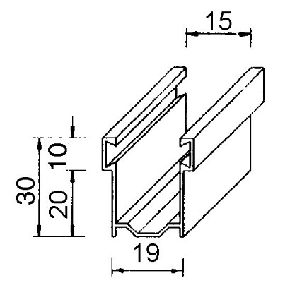 Guida in alluminio estruso 30x19 mm